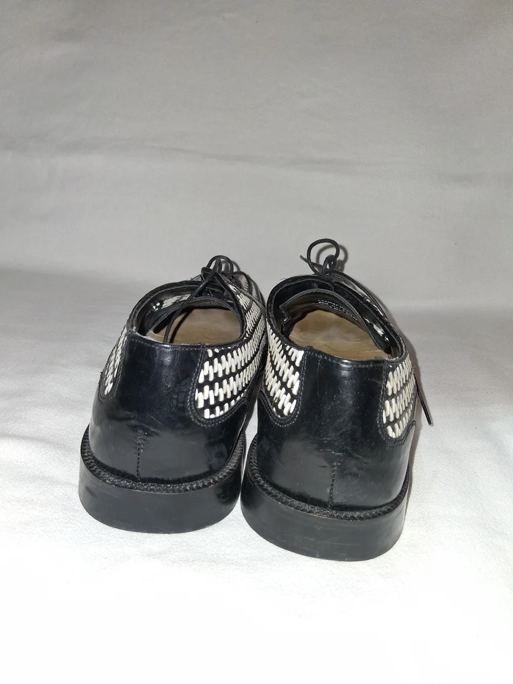 Stacy Adams Black & White Woven Lace-Up Oxfords Size 11.5M